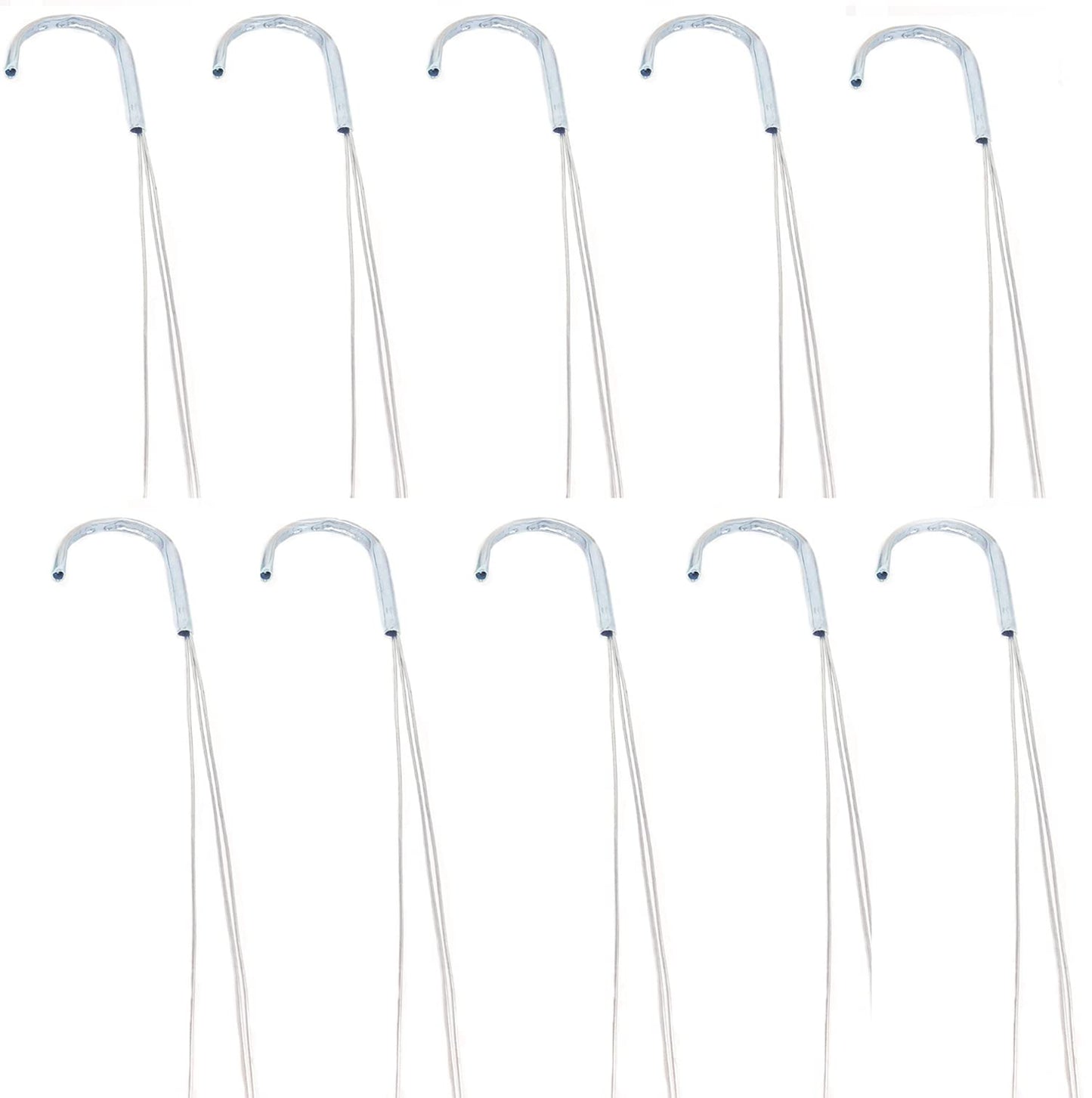 ILUVUMOREI 10 Pack 21" 3 Strong Wire Steel Hook Hanger, Gardening Indoor Outdoor Patio Hanging Basket Use (10Pack 21" - 3 Wire)