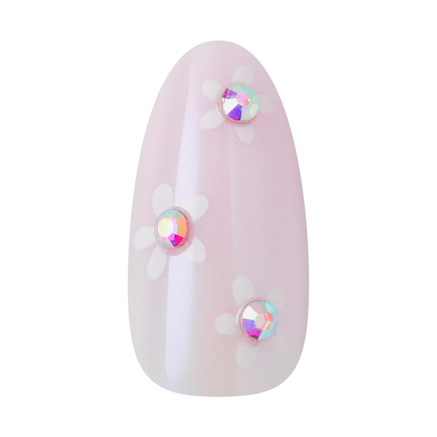 Kiss Glam, Press On Nails, Nail glue included, 'Breeze of Bliss', White, Medium Size, Almond Shape, Includes 32 Nails, 2g Glue, 1 Manicure Stick, 1 Mini File
