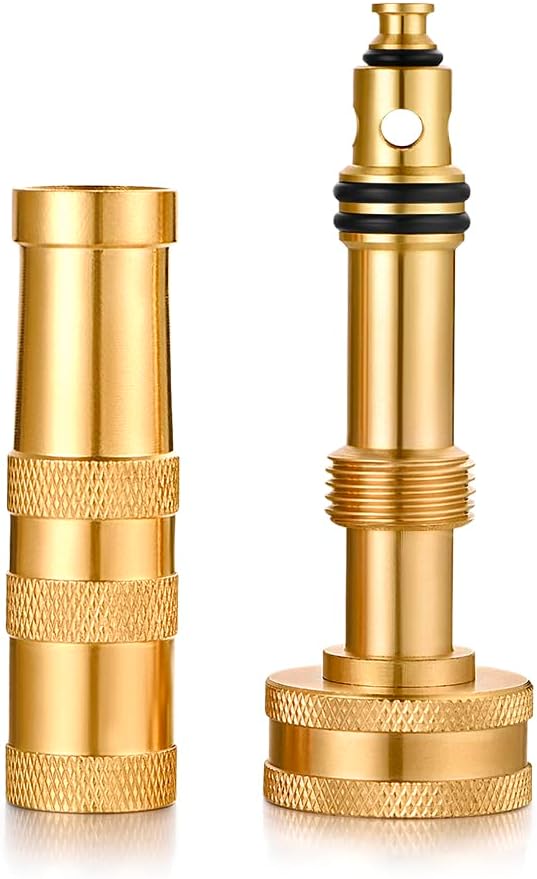 Brass Hose Nozzles, Heavy-Duty Brass Adjustable Twist Hose Nozzle, 2 Pack