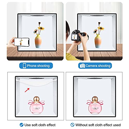 Photo Box 16" x 16" Quick Install Foldable Portable Studio Kit with Soft Light Cloth Professional Photography Equipment Adjustable White Light, Soft Light, Warm Light - size: 16x16 in (3 Color Temp)