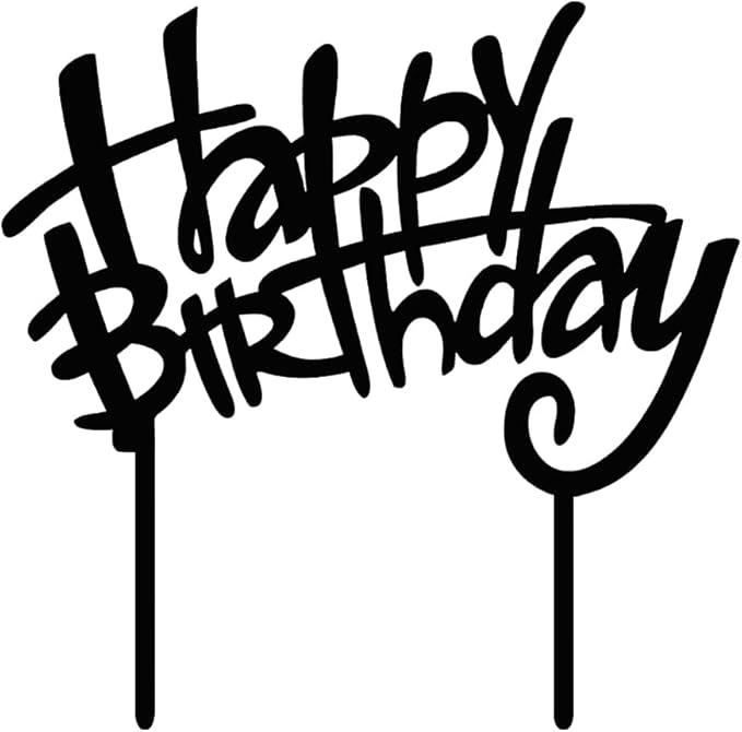 Black Acrylic Happy Birthday Cake Topper