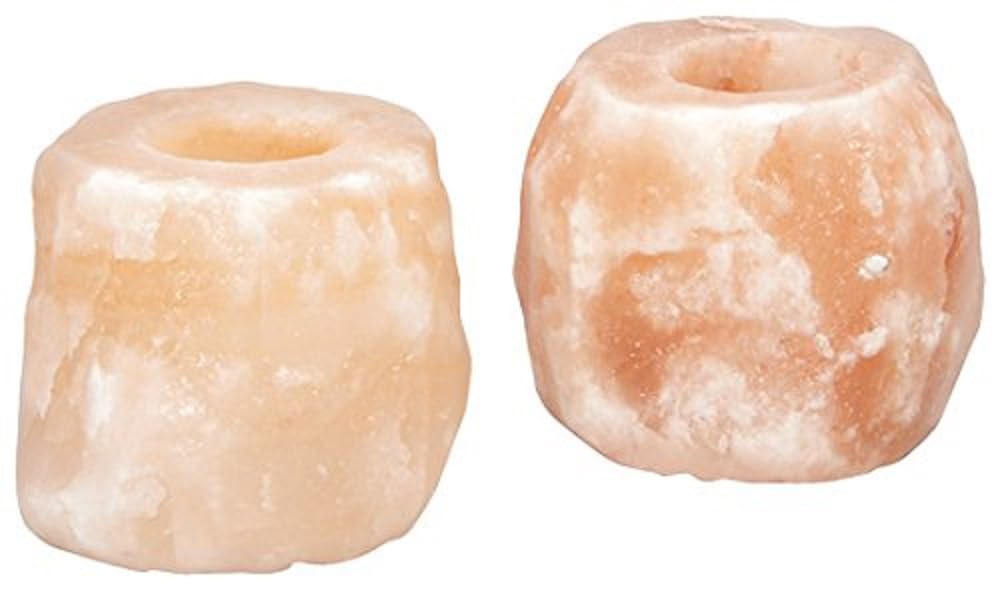 Himalayan Glow Tealight Candle Holder, Home Décor Natural Style Hand Carved Salt Lamp - 2 Pack