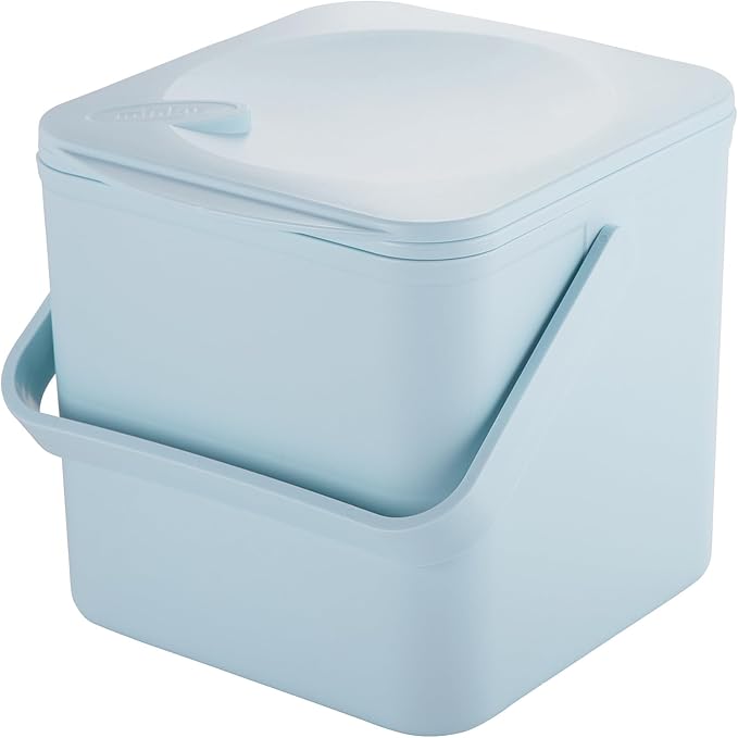 Minky Homecare Kitchen Compost Bin – Countertop Food Waste Caddy with Easy Wipe Clean Interior – Made in The UK - 3.5L (0.9 gal.) (Slate Blue)