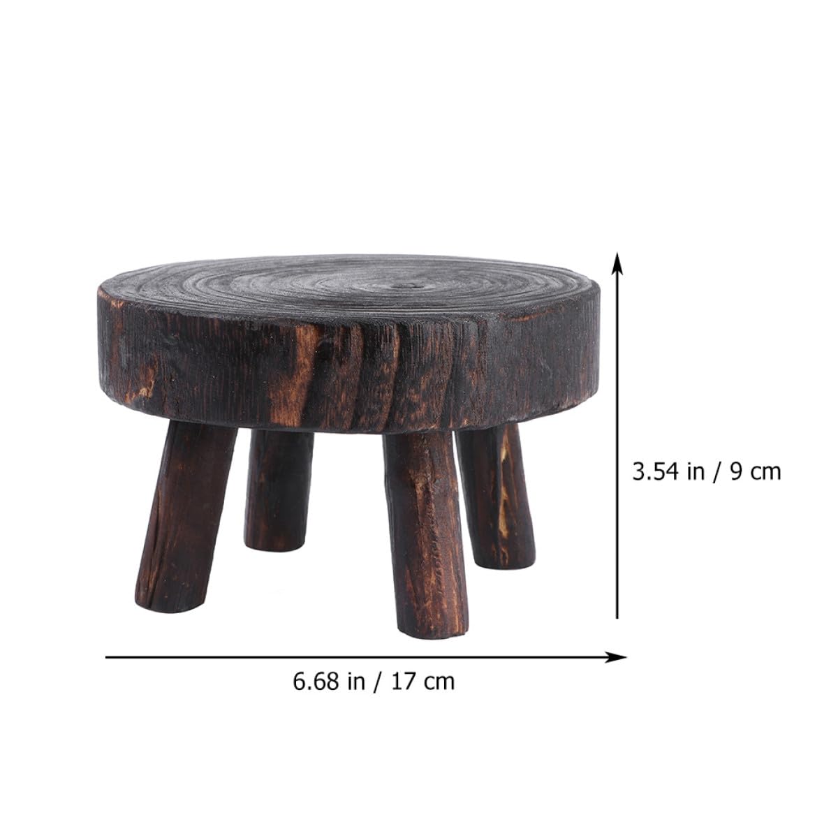 Kisangel Rustic Wooden Plant Stand Stool Xin Copper Finish Decorative Flower Pot Holder Indoor Outdoor Garden Shelf Display for Potted Plants