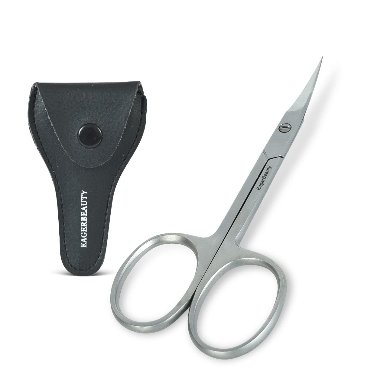 Eagerbeauty- Stainless Steel Curved Blade Small Menicure and Pedicure Cuticle Scissors for Trimming the Fingernails, Toenails, Eyebrow, Eyelash, Dry Skin – Nail Scissors (B)