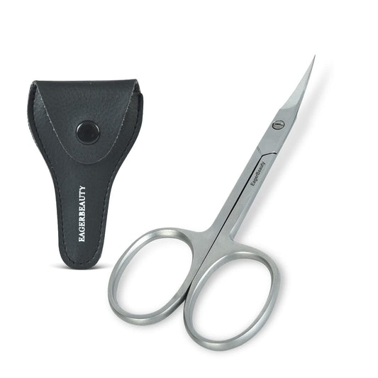 Eagerbeauty- Stainless Steel Curved Blade Small Menicure and Pedicure Cuticle Scissors for Trimming the Fingernails, Toenails, Eyebrow, Eyelash, Dry Skin – Nail Scissors (B)