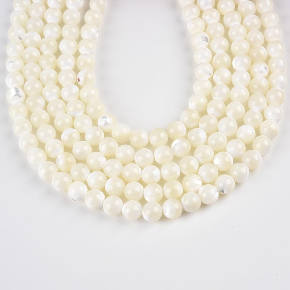 6mm Natural Mother of Pearl Shell Beads Round Gemstone Loose Beads for Jewelry Making (58-65pcs/strand)