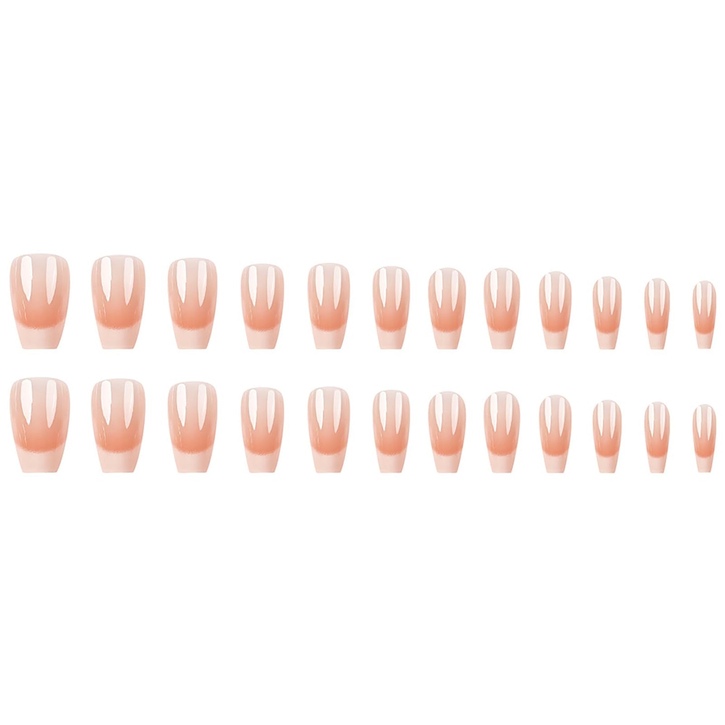 Medium Square Press on Nails White French Tip Fake Nails Nude Pink Press ons Acrylic False Nails Glossy Artificial Full Cover Stick on Nails for Women Girls 24 Pcs
