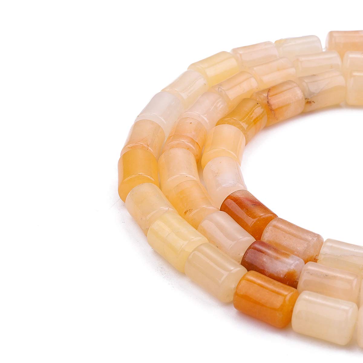 BEADIA Natural Yellow Jade Cylinder Stone Loose Semi Gemstone Beads for Jewelry Making 10mmx14mm 38cm