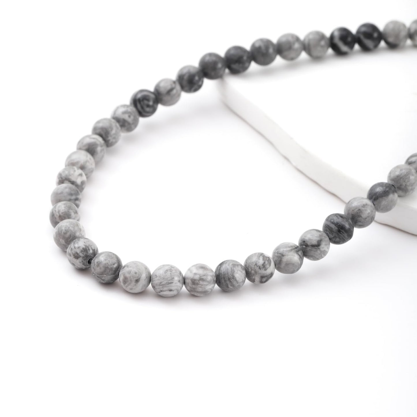 8mm 45pcs DIY Natural Map Stone Beads Round Healing Crystal Gemstone Loose Beads for Jewelry Making Handmade Bracelet Necklace