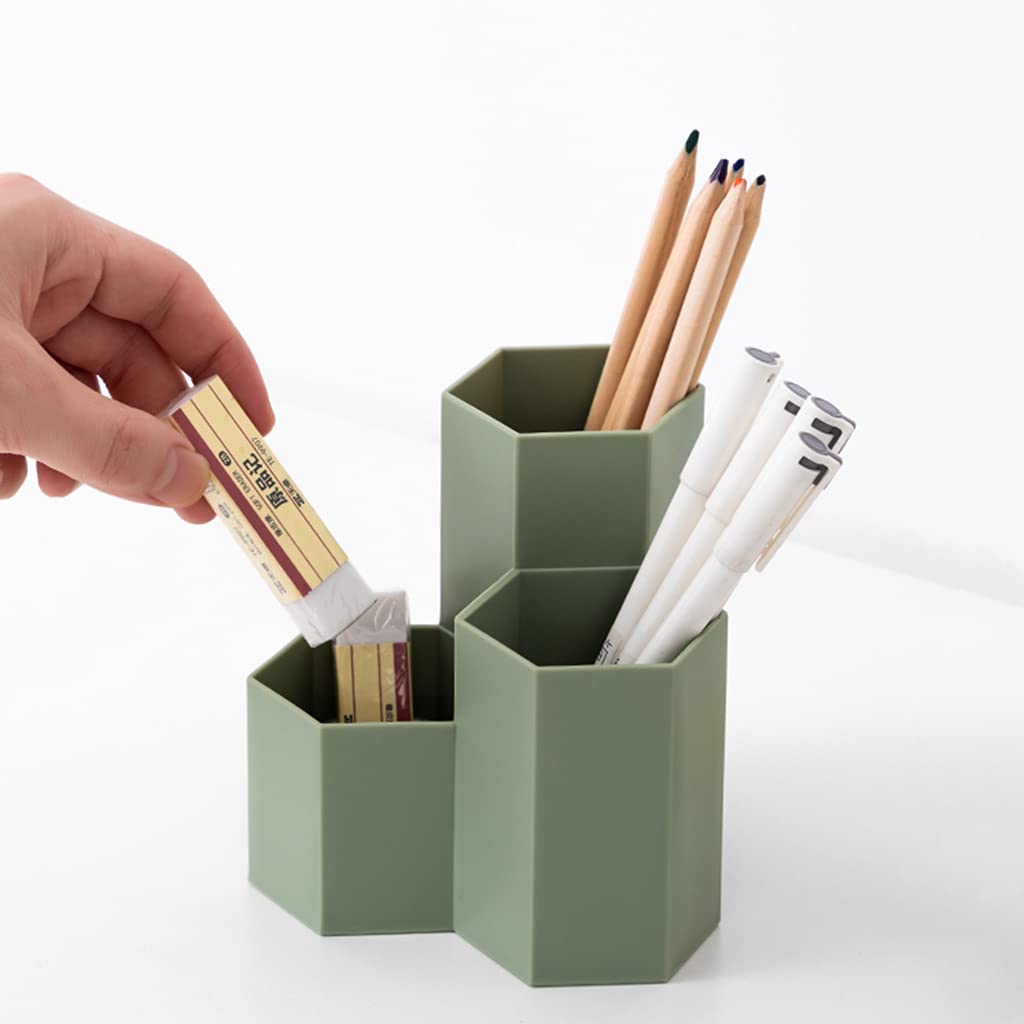 Saikvi Pencil Organizer Pen Holder for Desk Pens Cup Small Desk Organizer Cute Pen Holder for Office,School and Home (Green, 4)