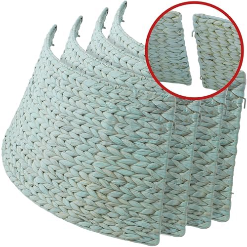 Casafield 42-Inch Christmas Tree Collar, Woven Water Hyacinth Tree Base Cover with Cord Cut Out, Seafoam