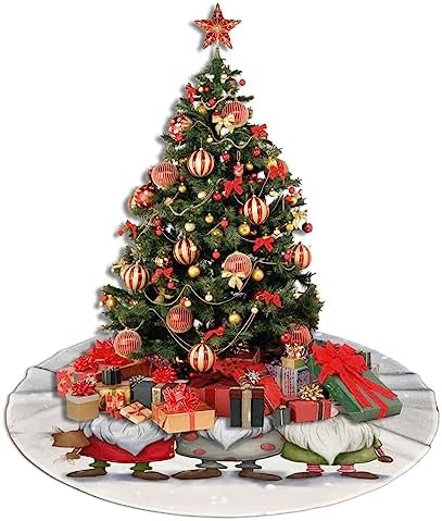 Christmas Gnome Winter Snowman Christmas Tree Skirts 30", Xmas Tree Cloth Mats Trees Skirts for Decor Gift, Home Decoration