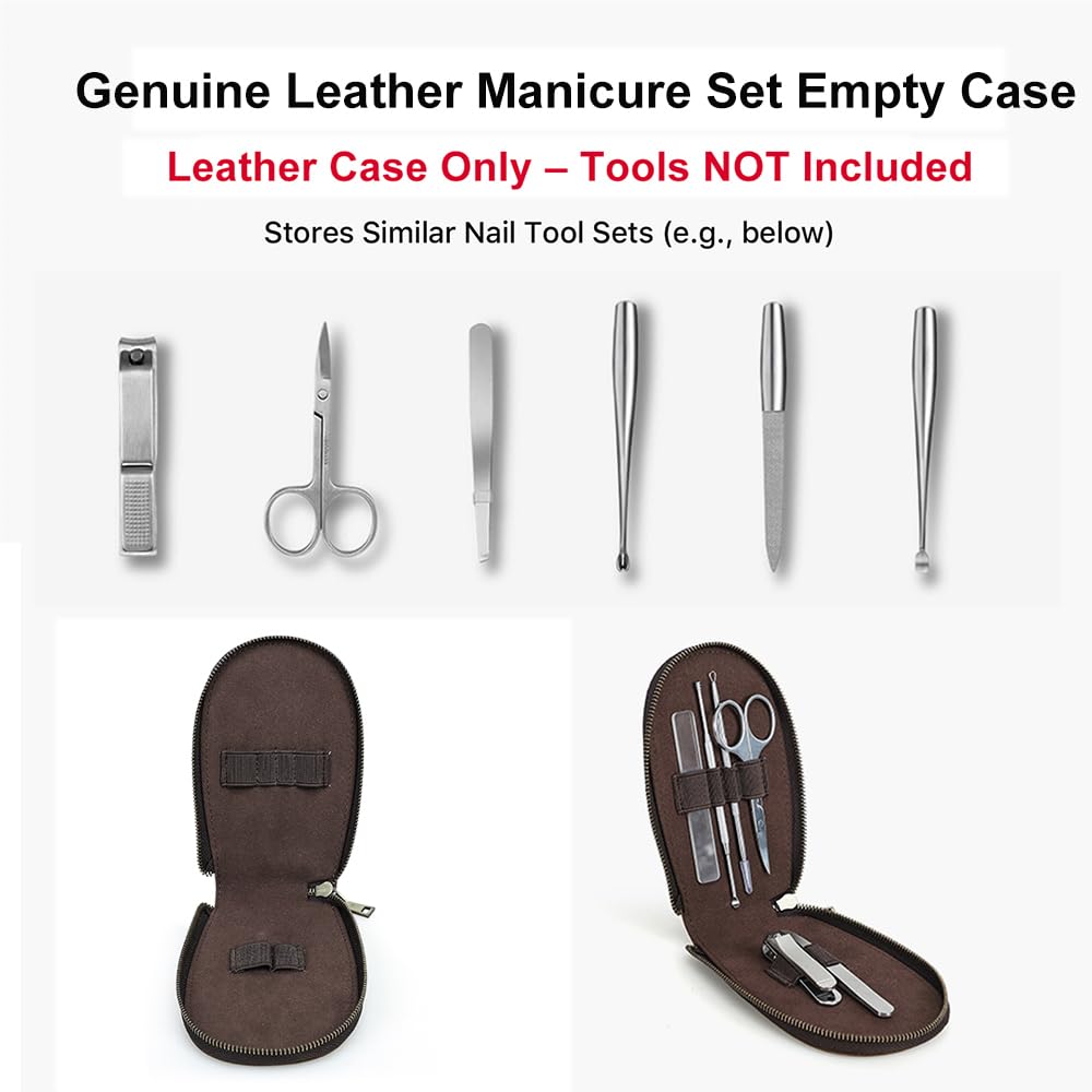 CONTACTS Full Grain Leather Empty Manicure Set Case Travel Nail Clipper Pouch for Men Personal Care Tools Pouch By Handmade (Case Only)