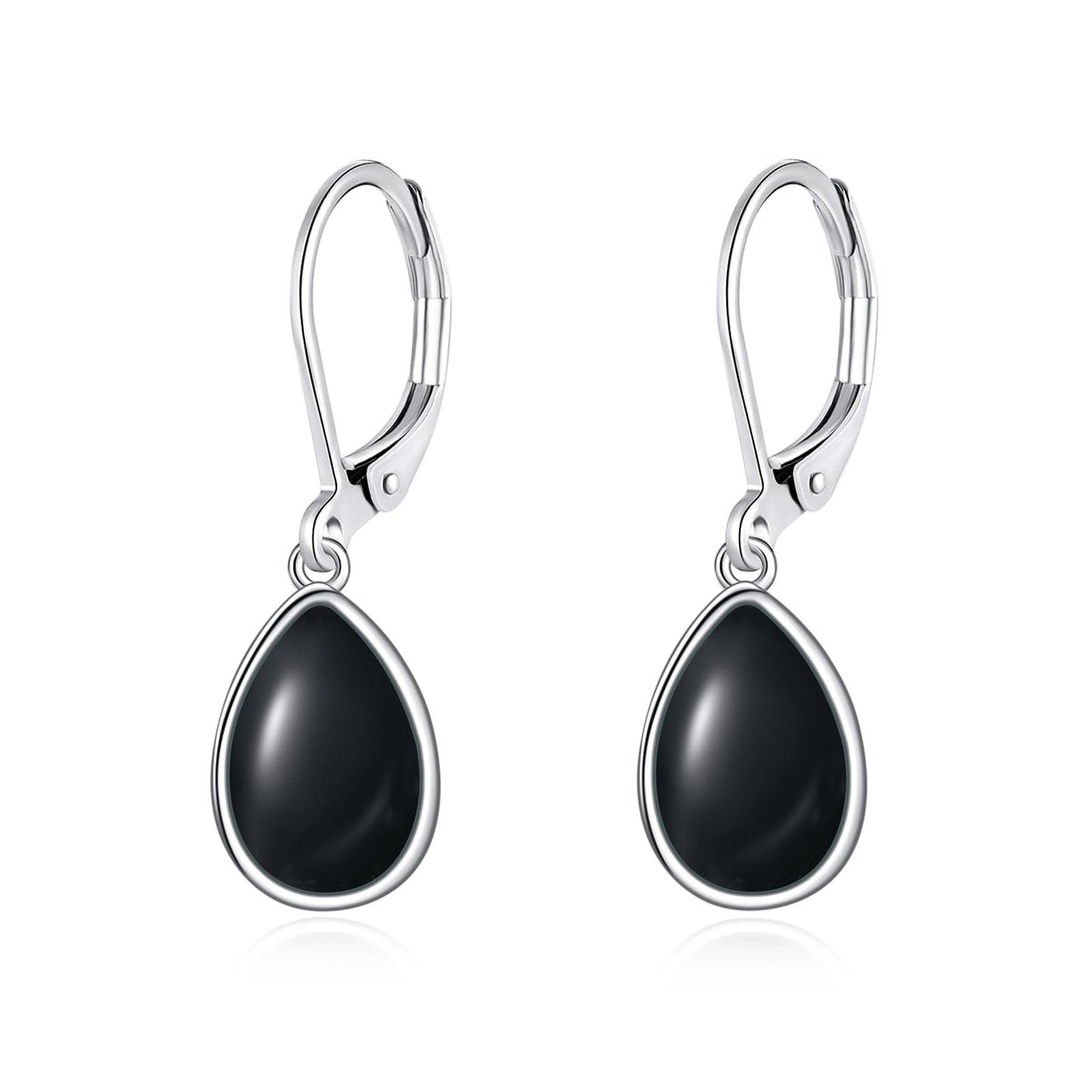 TALYKONG Black Onyx Earrings for Women Teardrop Leverback Dangle Earrings for Women (black onyx earrings)
