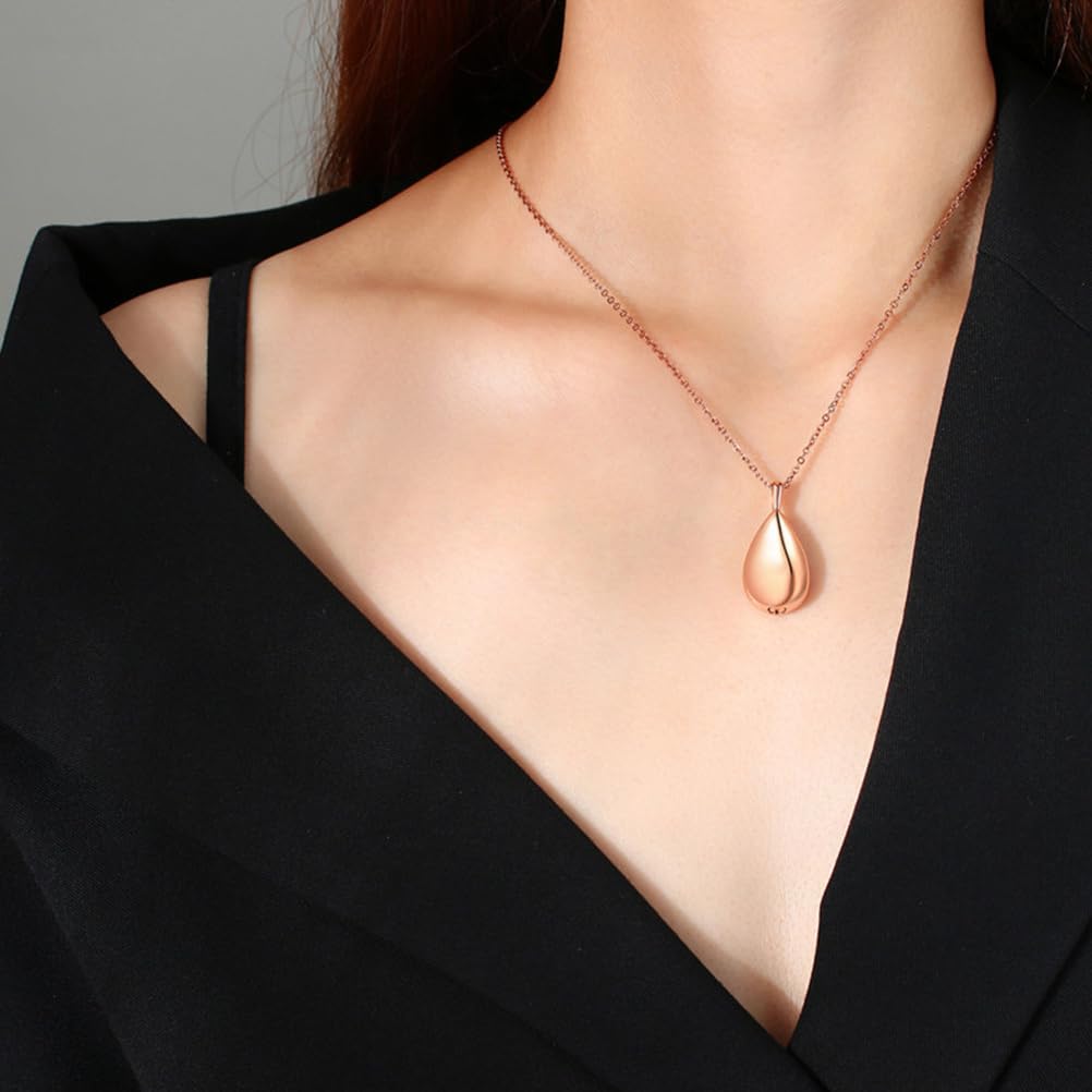 Abaodam Perfume Necklace for Women Aromatherapy Diffuser Pendant Urn Necklace for Ashes Teardrop-Shaped Memorial Jewelry with Chain Essential Oil Scent Keeper
