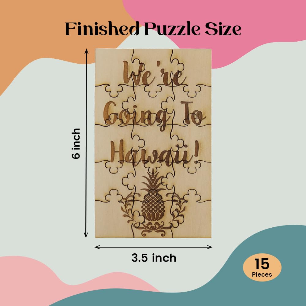 We're Going to Hawaii 15 Piece Basswood Jigsaw Puzzle, Surprise Vacation Reveal