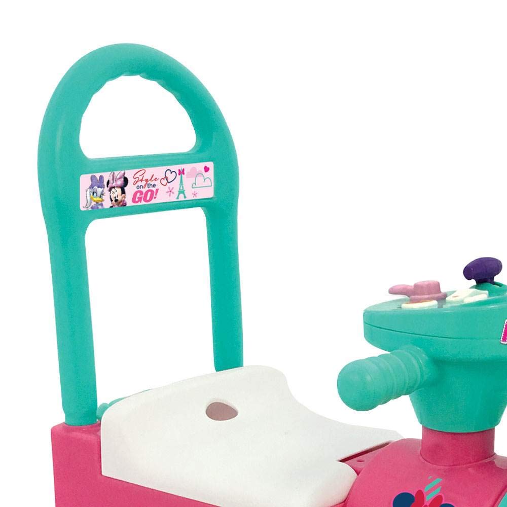 Kiddieland Disney Minnie Mouse Play n' Sort Activity Train Ride-On with Lights, Sounds, Shape Sorter, Storage Seat, Push Handle, Ages 12–36 Months, Toddler Indoor Toy for Motor Skills