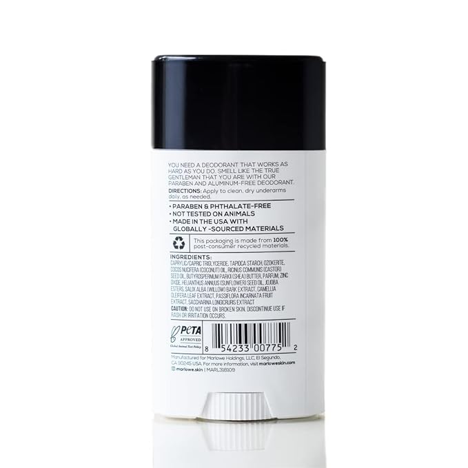 No. 024 Natural Deodorant for Men 3-Pack | Aluminum Free Stick | Made with Coconut Oil, Shea Butter, Jojoba | Only No-Nonsense Ingredients that Work Best | Fresh & Woodsy Scent