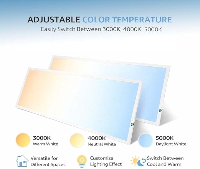 2X4 LED Flat Panel Light with Emergency Battery Backup, 50W 3000K/4000K/5000K, 0-10V Dimmable, 6500 Lumens, LED Drop Ceiling Lights, 100-277V, DLC UL Listed, Ultra Thin Back-Lit (48 Pack)