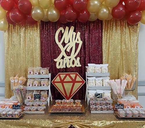 ShinyBeauty Burgundy Sequin Backdrop 5FTx7FT, Polyester, for Photography, Wedding, Baby Shower Backdrop Drapes, Happy Birthday - color: Burgundy, size: 5FTx7FT