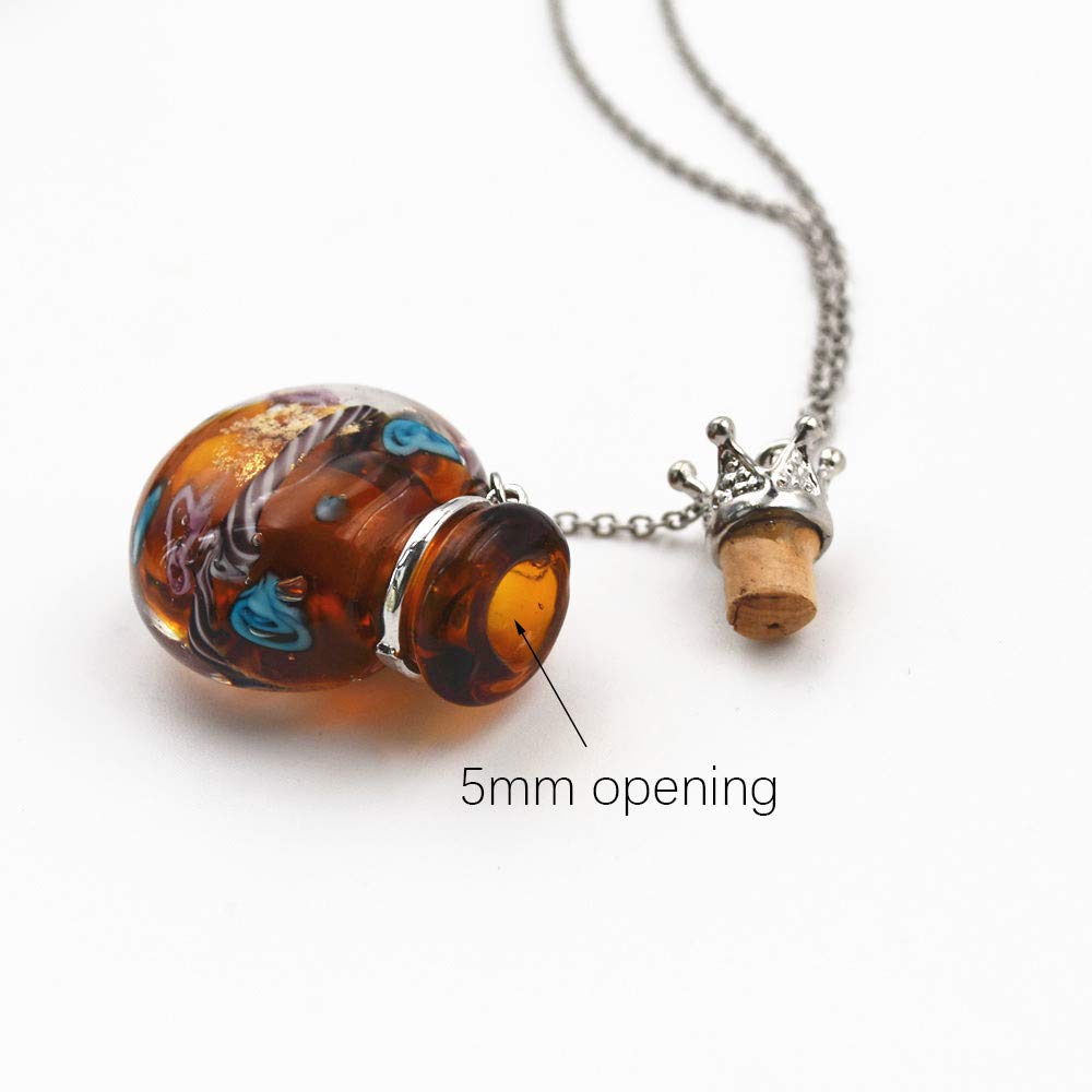 Stainless Steel Colored Glass Pendant Necklace Diffuser Perfume Pendant Aromatherapy Charms (Green)