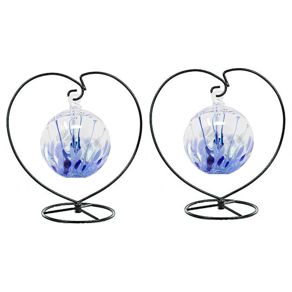 WOCTDTHW Ornament Display Stand Holder Iron Hanger for Chrismas Hanging Glass Globes (Love Shape 2 Pcs)