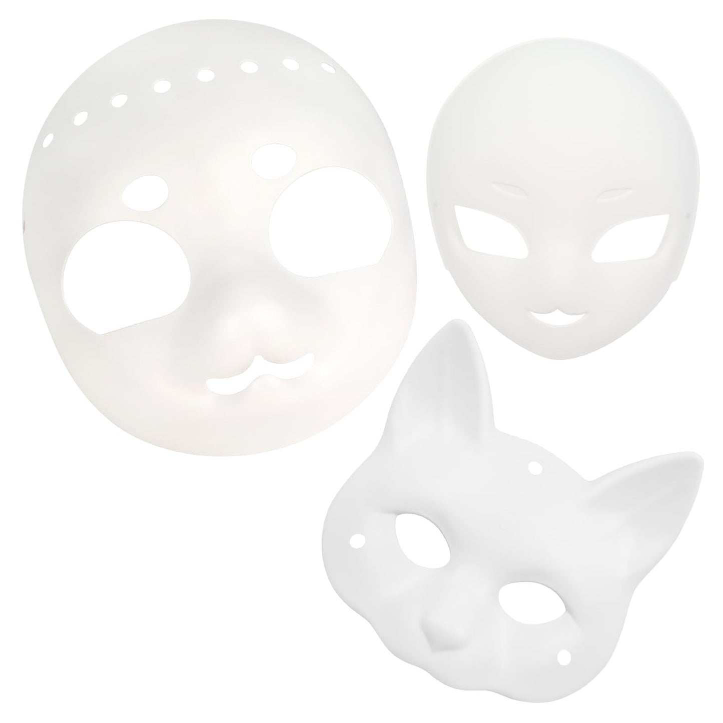 YLOVEFUR 3 PCS DIY Full Face Masks White Paintable Animal Fox Mask for Halloween Masquerade Cosplay Party Costume Accessories