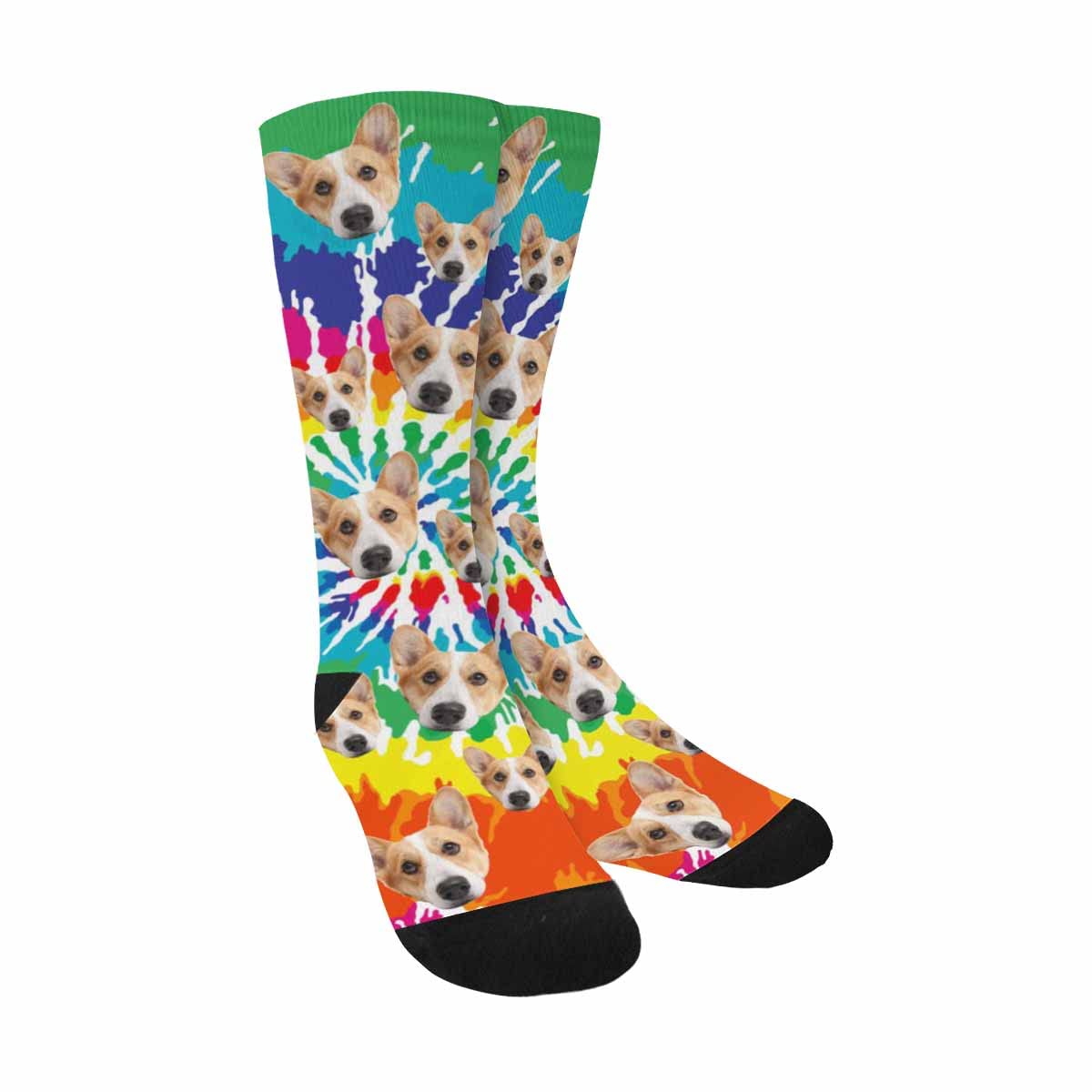 Custom Personalized Tie Dye Socks With Face - Funny Customized Socks for Men and Women Dog Lovers