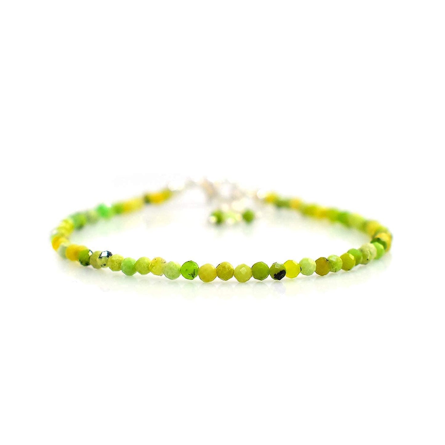 Gempires Green Opal Bracelet for Women | Dainty Handmade Gemstone Beads 2.5 mm | Minimalist Stacking Jewelry | Lightweight Everyday Bracelet | Thoughtful Gift for Her