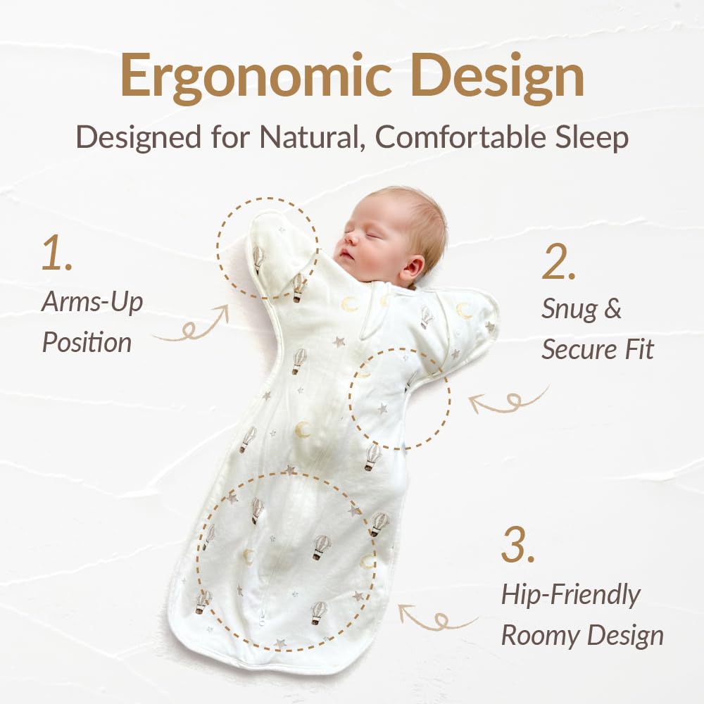 Coperta Newborn Swaddle Sack, IHDI Certified for Healthy Hip Development, Calms Startle Reflex for Better Sleep, 100% Cotton Wearable Blanket, Newborn Essentials (lemon, S)