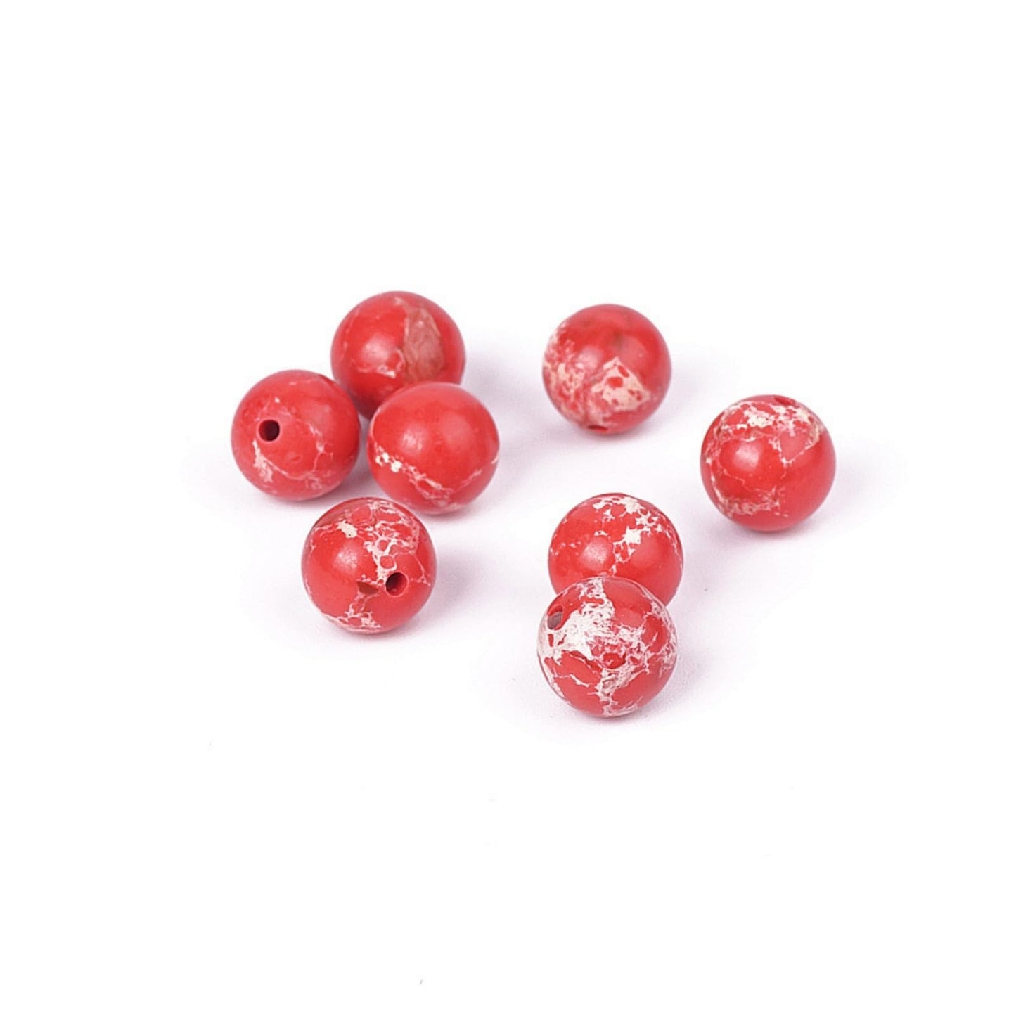 100Pcs Natural Stone 6mm Red Imperial Jasper Round Loose Gemstone Energy Healing Beads Hole Size 1mm DIY Smooth Beads for Bracelet Necklace Earrings Jewelry Making