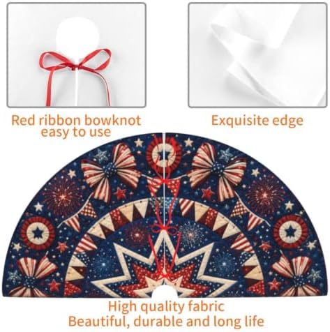 4th of July Christmas Tree Skirt Xmas Tree Skirt, Winter Christmas Tree Mat for Home Party Holiday Indoor Outdoor Decorations