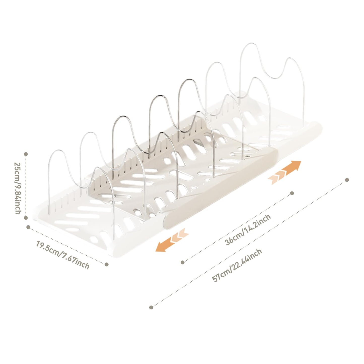 Lhieiayh Pot Rack -Expandable Pan Organizer for Cabinet,Pot Lid Holder with 7 Adjustable Compartment for Kitchen Cabinet Cookware Baking Frying Rack,Apricot