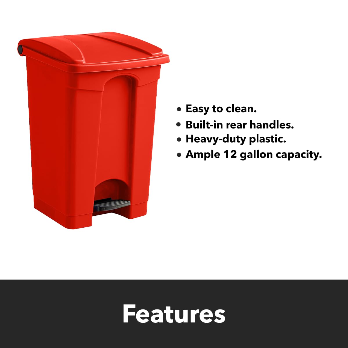 Zedfire [Red] Step-On 12-Gallon Trash Can - Compatible with Biohazard Waste Bags, Ideal for Medical/Lab/Hospital Use (12 Gallon)