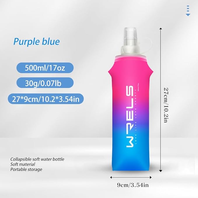Soft Flasks TPU Soft Water Bottles Folding Soft Running Water Flask Small for Outdoor Sports Hiking Hydration Pack 8oz/17oz Hiking Cycling Climbing