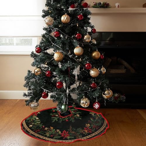 Patterns Christmas Tree Skirt 48 Inch Christmas Tree Decorations by Leo Walker Let It Snow Farmhouse Xmas Tree Skirt Ornaments Decor for Merry Christmas Holiday Party New Years