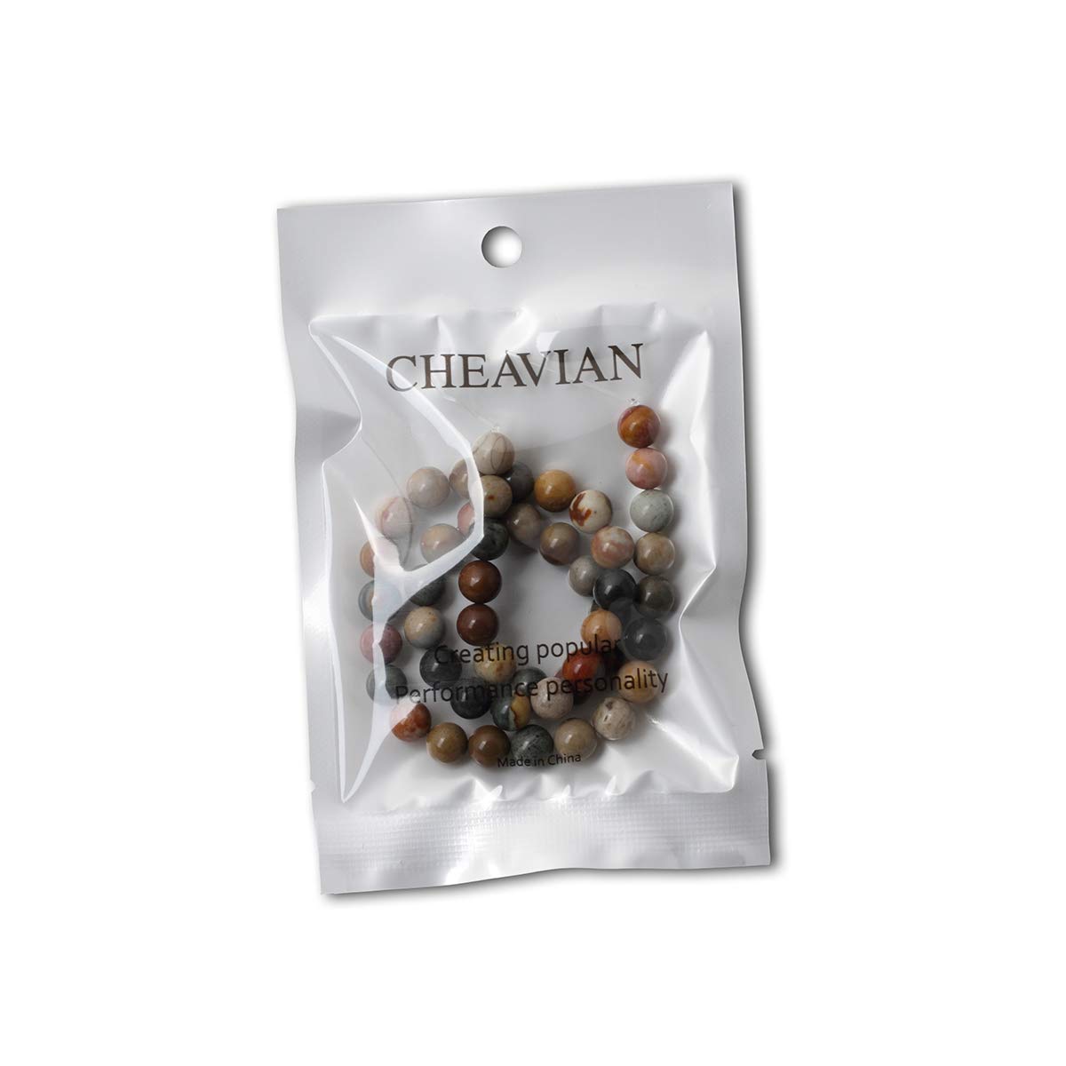 CHEAVIAN 45PCS 8mm Natural USA Picture Stone Gemstone Round Loose Beads for Jewelry Making DIY Findings 1 Strand 15"