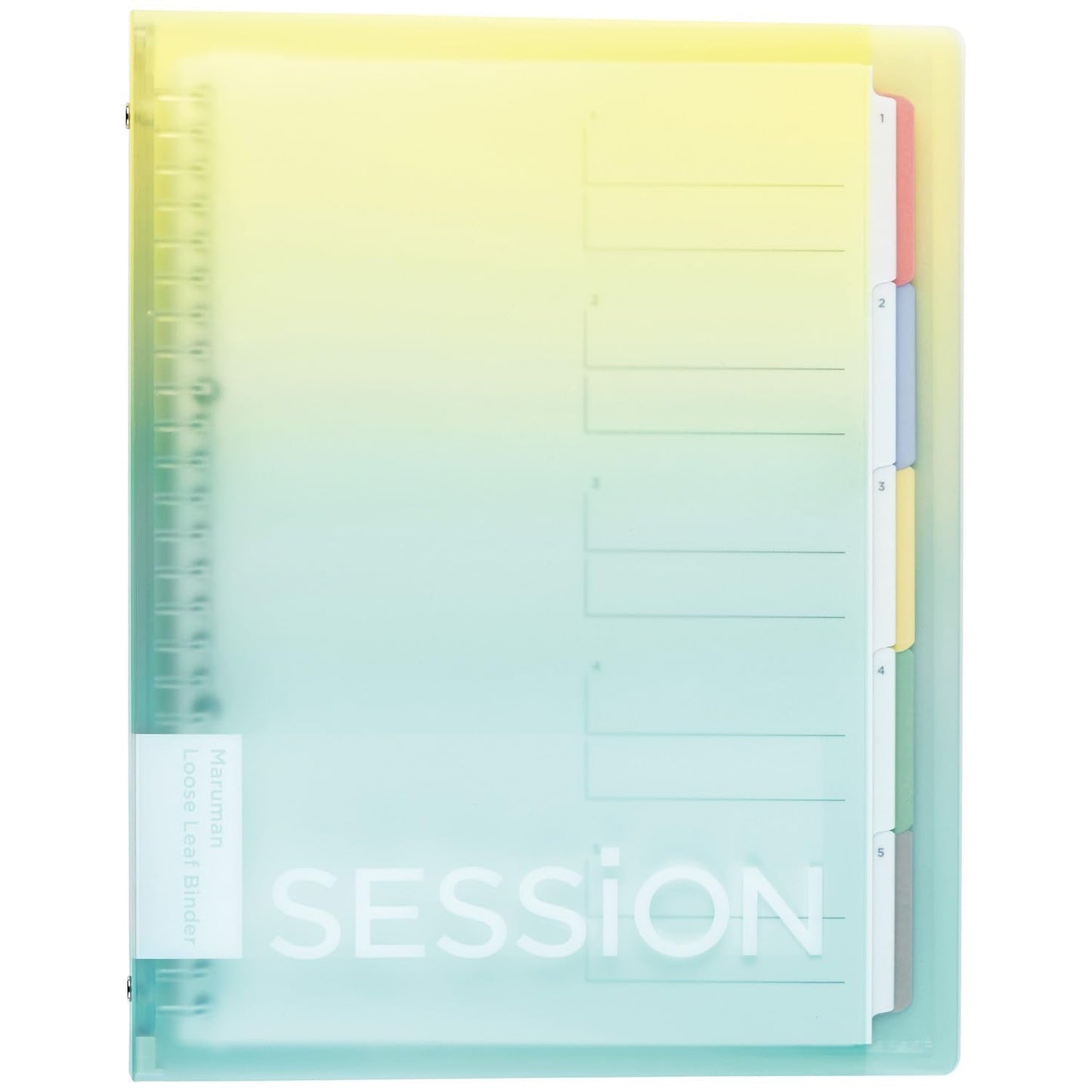 Maruman Session 26‑Ring Binder with Flexible Translucent Cover, B5 Size, 7.17" x 10.12", Includes 5 Erasable Tabbed Dividers and Storage Pocket, Holds up to 120 Sheets, Lemon Soda, Made in Japan