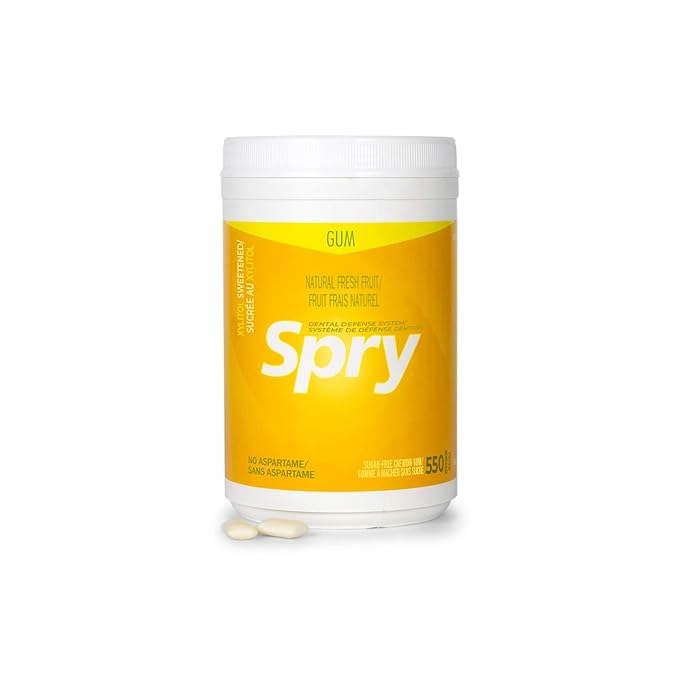 Spry Fresh Natural Xylitol Chewing Gum Dental Defense System - Aspartame-Free, Sugar-Free, Non-GMO, Gluten-Free (Fresh Fruit, 550 Count - Pack of 1)