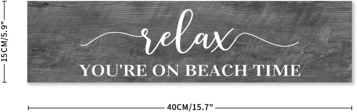 Generic Funny Wood Sign Relax You're On Beach Time Rustic Wooden Hanging Sign Home Farmhouse Kitchen Wall Decoration 16 x 6 Inch