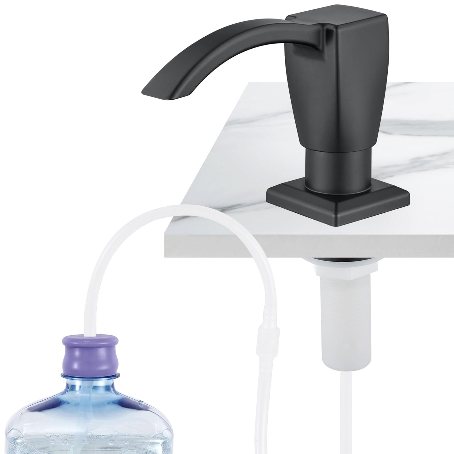 GAGALIFE Kitchen Sink Soap Dispenser Matte Black, Built in Soap Dispenser for Kitchen Sink with 40" Silicone Extension Tube Kit,(ABS Plastic) in Sink Soap Dispenser Pump, LT001B-G