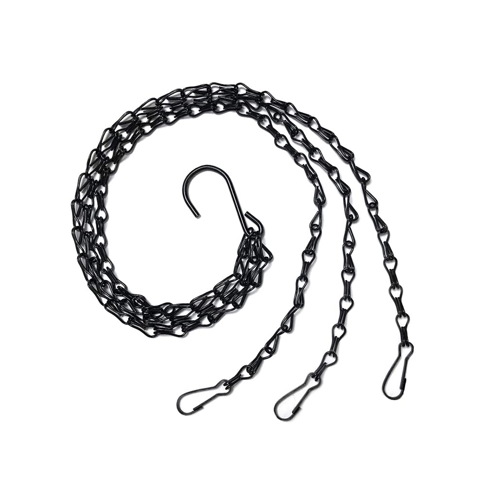 2Sets Hanging Basket Chains Hanging Flower Pot Chains, 3 Point Hanging Chains, Plant Basket, Lantern, Decorative Hanging Chain Sets 20 Inch, Black
