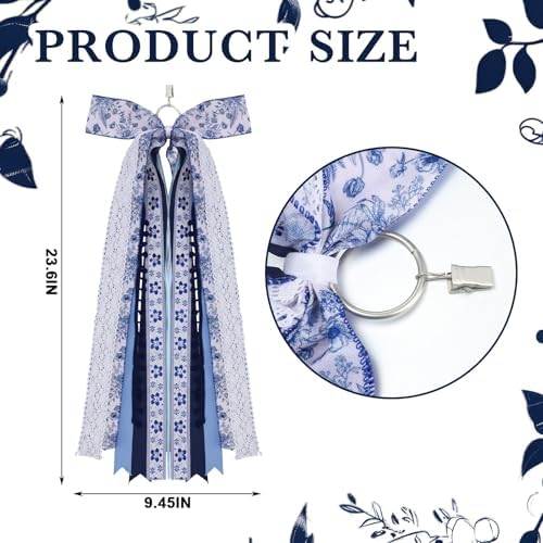 Suncalla 2 Pcs Chinoiserie Ribbon Bow for Wreath Sash for Front Door