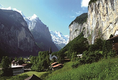 Leyiyi 20x10ft Natural Scenery Photography Background Switzerland Alps Backdrop Lauterbrunnen Valley North European Travel Countryside Building Forest Photo Portrait Vinyl Video Studio Prop - size: 20x10ft