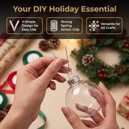 300pcs Metal Hooks for Christmas Ornament Cap, V Shape Spring