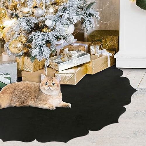 Christmas Tree Skirt,48 inch Classic Non-Woven Fabric Black Tree Skirt,for Xmas Tree and Holiday Indoor Decoration(Black, Small)