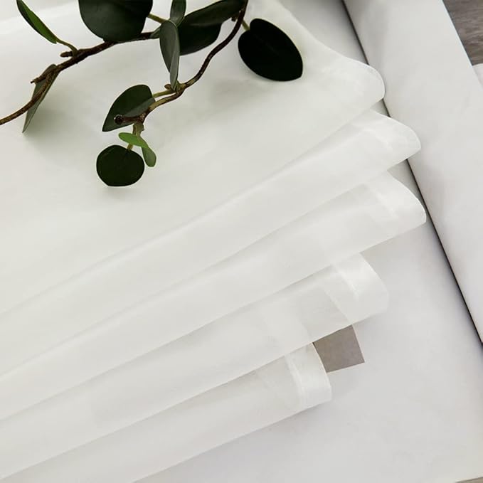 MIULEE 2 Panels Kitchen Tiers Half Window Sheer Curtains Rod Pocket Voile Drapes for Kitchen Bathroom Small Windows 29 by 36 Inch Ivory