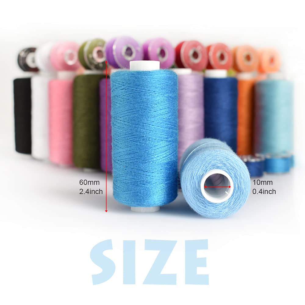 Renashed 72Pcs Bobbins Sewing Threads Kit, 36 Colors Spools 360Yards per Polyester Thread, 36 Colors Prewound Bobbin with Case for Hand Machine Sewing