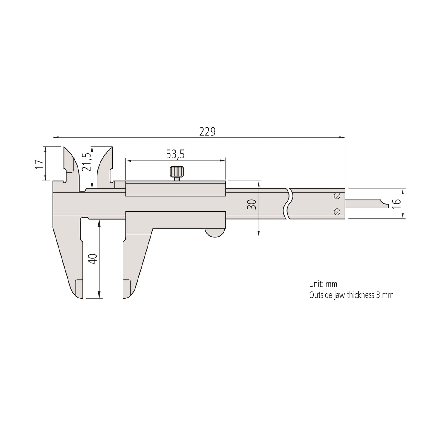 Mitutoyo 530-101 Vernier Calipers, Stainless Steel, for Inside, Outside, Depth and Step Measurements, Metric, 0"/0mm-150mm Range, +/-0.05mm Accuracy, 0.05mm Resolution, 40mm Jaw Depth